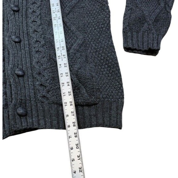 Aran Crafts Sweater Mens Size XXL Gray Merino Wool Cardigan Shawl Collar Cable - Picture 8 of 8